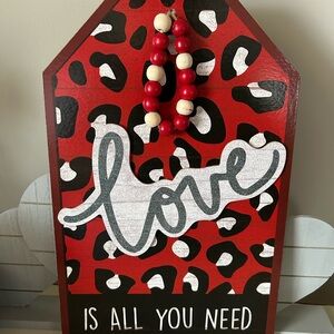 Red and Black Leopard Print Love Sign